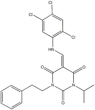 1-isopropyl-3-(2-phenylethyl)-5-[(2,4,5-trichloroanilino)methylene]-2,4,6(1H,3H,5H)-pyrimidinetrione Struktur
