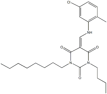 1-butyl-5-[(5-chloro-2-methylanilino)methylene]-3-octyl-2,4,6(1H,3H,5H)-pyrimidinetrione Structure