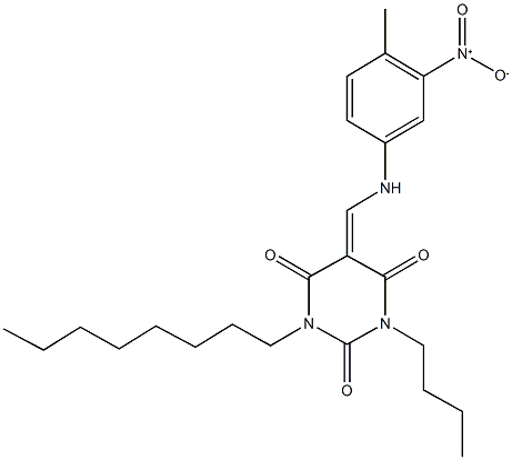 1-butyl-5-({3-nitro-4-methylanilino}methylene)-3-octyl-2,4,6(1H,3H,5H)-pyrimidinetrione Structure