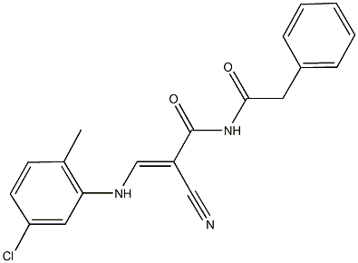 3-(5-chloro-2-methylanilino)-2-cyano-N-(phenylacetyl)acrylamide Struktur