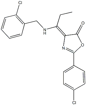 4-{1-[(2-chlorobenzyl)amino]propylidene}-2-(4-chlorophenyl)-1,3-oxazol-5(4H)-one Struktur
