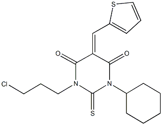 1-(3-chloropropyl)-3-cyclohexyl-5-(2-thienylmethylene)-2-thioxodihydro-4,6(1H,5H)-pyrimidinedione Structure