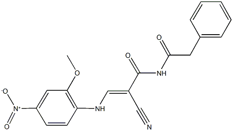 2-cyano-3-{4-nitro-2-methoxyanilino}-N-(phenylacetyl)acrylamide,353285-67-3,结构式