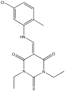 5-[(5-chloro-2-methylanilino)methylene]-1,3-diethyl-2-thioxodihydro-4,6(1H,5H)-pyrimidinedione 结构式