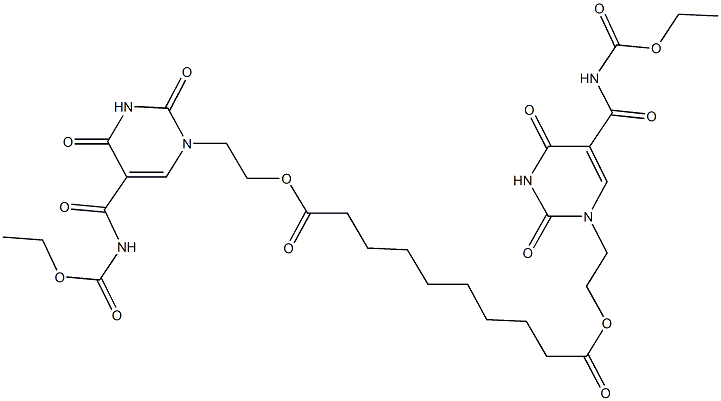 bis[2-(5-{[(ethoxycarbonyl)amino]carbonyl}-2,4-dioxo-3,4-dihydro-1(2H)-pyrimidinyl)ethyl] sebacate 结构式