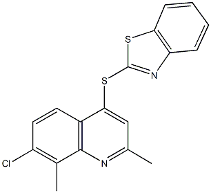 4-(1,3-benzothiazol-2-ylsulfanyl)-7-chloro-2,8-dimethylquinoline,353286-73-4,结构式