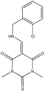 5-{[(2-chlorobenzyl)amino]methylene}-1,3-dimethyl-2-thioxodihydro-4,6(1H,5H)-pyrimidinedione,353286-82-5,结构式