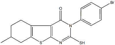 3-(4-bromophenyl)-7-methyl-2-sulfanyl-5,6,7,8-tetrahydro[1]benzothieno[2,3-d]pyrimidin-4(3H)-one 结构式