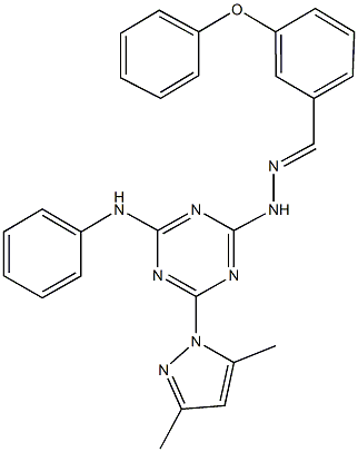 3-phenoxybenzaldehyde [4-anilino-6-(3,5-dimethyl-1H-pyrazol-1-yl)-1,3,5-triazin-2-yl]hydrazone Structure