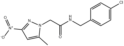 N-(4-chlorobenzyl)-2-{3-nitro-5-methyl-1H-pyrazol-1-yl}acetamide 结构式