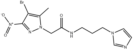 2-{4-bromo-3-nitro-5-methyl-1H-pyrazol-1-yl}-N-[3-(1H-imidazol-1-yl)propyl]acetamide Structure