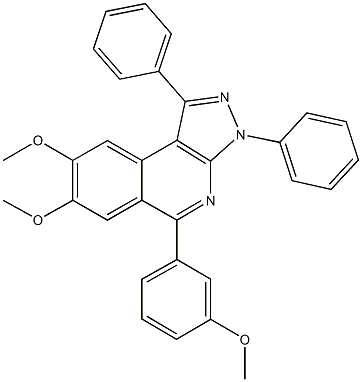 7,8-dimethoxy-5-(3-methoxyphenyl)-1,3-diphenyl-3H-pyrazolo[3,4-c]isoquinoline 化学構造式