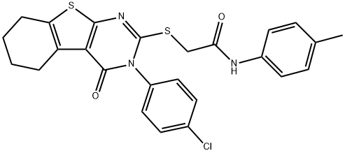 2-{[3-(4-chlorophenyl)-4-oxo-3,4,5,6,7,8-hexahydro[1]benzothieno[2,3-d]pyrimidin-2-yl]sulfanyl}-N-(4-methylphenyl)acetamide,353460-96-5,结构式