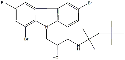 1-[(1,1,3,3-tetramethylbutyl)amino]-3-(1,3,6-tribromo-9H-carbazol-9-yl)-2-propanol Struktur