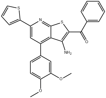[3-amino-4-(3,4-dimethoxyphenyl)-6-(2-thienyl)thieno[2,3-b]pyridin-2-yl](phenyl)methanone Structure