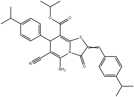 isopropyl 5-amino-6-cyano-2-(4-isopropylbenzylidene)-7-(4-isopropylphenyl)-3-oxo-2,3-dihydro-7H-[1,3]thiazolo[3,2-a]pyridine-8-carboxylate Structure