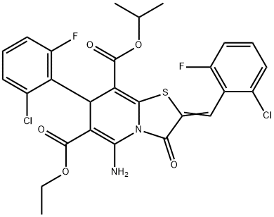 6-ethyl 8-isopropyl 5-amino-2-(2-chloro-6-fluorobenzylidene)-7-(2-chloro-6-fluorophenyl)-3-oxo-2,3-dihydro-7H-[1,3]thiazolo[3,2-a]pyridine-6,8-dicarboxylate Structure