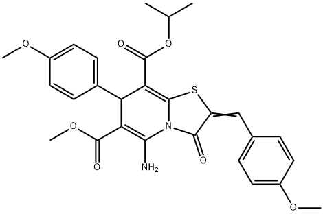 8-isopropyl 6-methyl 5-amino-2-(4-methoxybenzylidene)-7-(4-methoxyphenyl)-3-oxo-2,3-dihydro-7H-[1,3]thiazolo[3,2-a]pyridine-6,8-dicarboxylate Struktur