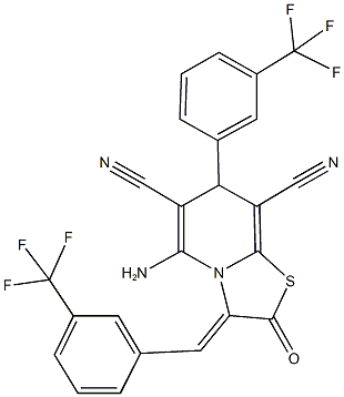 5-amino-2-oxo-3-[3-(trifluoromethyl)benzylidene]-7-[3-(trifluoromethyl)phenyl]-2,3-dihydro-7H-[1,3]thiazolo[3,2-a]pyridine-6,8-dicarbonitrile Structure