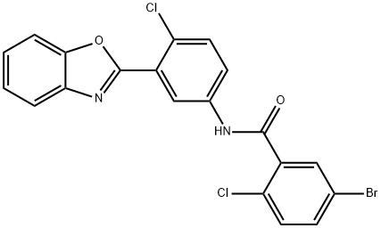 N-[3-(1,3-benzoxazol-2-yl)-4-chlorophenyl]-5-bromo-2-chlorobenzamide 化学構造式