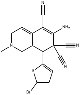 6-amino-8-(5-bromo-2-thienyl)-2-methyl-2,3,8,8a-tetrahydro-5,7,7(1H)-isoquinolinetricarbonitrile 结构式