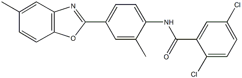 2,5-dichloro-N-[2-methyl-4-(5-methyl-1,3-benzoxazol-2-yl)phenyl]benzamide Struktur
