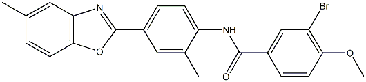 3-bromo-4-methoxy-N-[2-methyl-4-(5-methyl-1,3-benzoxazol-2-yl)phenyl]benzamide Struktur