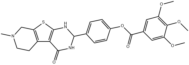 4-(7-methyl-4-oxo-1,2,3,4,5,6,7,8-octahydropyrido[4',3':4,5]thieno[2,3-d]pyrimidin-2-yl)phenyl 3,4,5-trimethoxybenzoate 化学構造式
