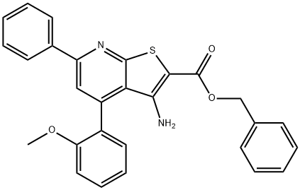 benzyl 3-amino-4-(2-methoxyphenyl)-6-phenylthieno[2,3-b]pyridine-2-carboxylate Struktur
