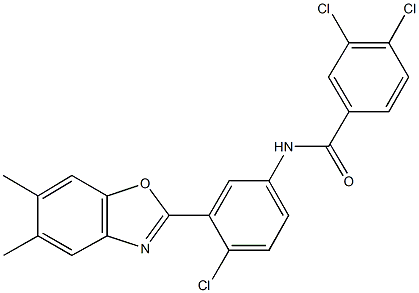 3,4-dichloro-N-[4-chloro-3-(5,6-dimethyl-1,3-benzoxazol-2-yl)phenyl]benzamide Structure