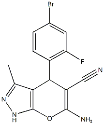 353463-73-7 6-amino-4-(4-bromo-2-fluorophenyl)-3-methyl-1,4-dihydropyrano[2,3-c]pyrazole-5-carbonitrile