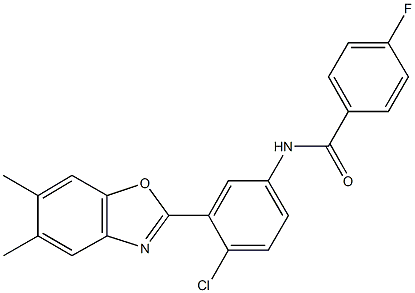 N-[4-chloro-3-(5,6-dimethyl-1,3-benzoxazol-2-yl)phenyl]-4-fluorobenzamide Struktur