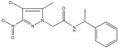2-{4-chloro-3-nitro-5-methyl-1H-pyrazol-1-yl}-N-(1-phenylethyl)acetamide Structure