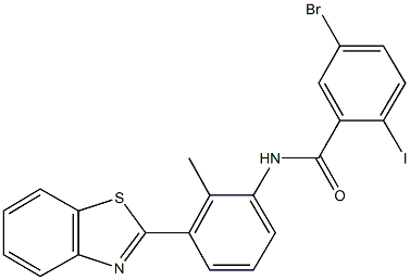 N-[3-(1,3-benzothiazol-2-yl)-2-methylphenyl]-5-bromo-2-iodobenzamide Structure