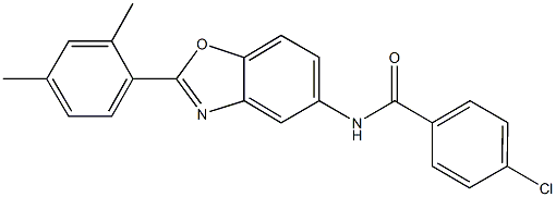 4-chloro-N-[2-(2,4-dimethylphenyl)-1,3-benzoxazol-5-yl]benzamide,353464-55-8,结构式
