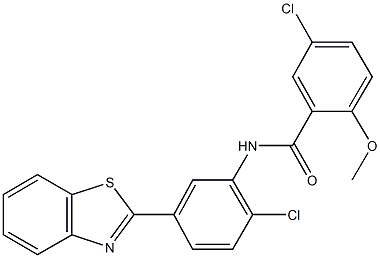 N-[5-(1,3-benzothiazol-2-yl)-2-chlorophenyl]-5-chloro-2-methoxybenzamide 化学構造式