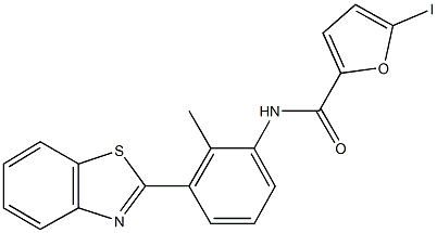 N-[3-(1,3-benzothiazol-2-yl)-2-methylphenyl]-5-iodo-2-furamide 结构式