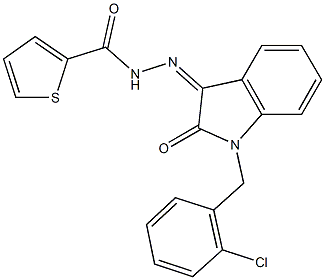 N'-[1-(2-chlorobenzyl)-2-oxo-1,2-dihydro-3H-indol-3-ylidene]-2-thiophenecarbohydrazide Structure