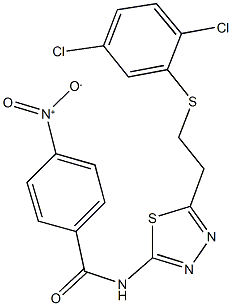 N-(5-{2-[(2,5-dichlorophenyl)sulfanyl]ethyl}-1,3,4-thiadiazol-2-yl)-4-nitrobenzamide 化学構造式