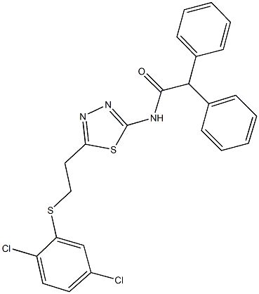 N-(5-{2-[(2,5-dichlorophenyl)sulfanyl]ethyl}-1,3,4-thiadiazol-2-yl)-2,2-diphenylacetamide Struktur