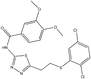 N-(5-{2-[(2,5-dichlorophenyl)sulfanyl]ethyl}-1,3,4-thiadiazol-2-yl)-3,4-dimethoxybenzamide 结构式