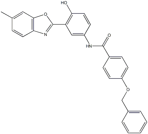 4-(benzyloxy)-N-[4-hydroxy-3-(6-methyl-1,3-benzoxazol-2-yl)phenyl]benzamide Struktur