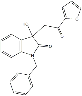 1-benzyl-3-[2-(2-furyl)-2-oxoethyl]-3-hydroxy-1,3-dihydro-2H-indol-2-one 化学構造式