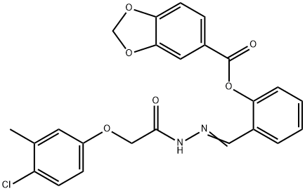 2-{2-[(4-chloro-3-methylphenoxy)acetyl]carbohydrazonoyl}phenyl 1,3-benzodioxole-5-carboxylate 化学構造式
