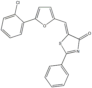 5-{[5-(2-chlorophenyl)-2-furyl]methylene}-2-phenyl-1,3-thiazol-4(5H)-one 化学構造式