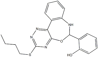 2-[3-(butylsulfanyl)-6,7-dihydro[1,2,4]triazino[5,6-d][3,1]benzoxazepin-6-yl]phenol Struktur