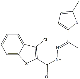 3-chloro-N'-[1-(5-methyl-2-thienyl)ethylidene]-1-benzothiophene-2-carbohydrazide 结构式