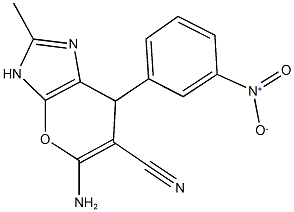 5-amino-7-{3-nitrophenyl}-2-methyl-3,7-dihydropyrano[2,3-d]imidazole-6-carbonitrile,353468-80-1,结构式