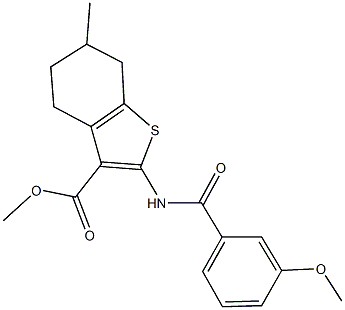 353469-01-9 methyl 2-[(3-methoxybenzoyl)amino]-6-methyl-4,5,6,7-tetrahydro-1-benzothiophene-3-carboxylate