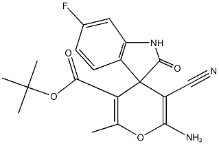 6-amino-6'-fluoro-5-cyano-1',3'-dihydro-3-(tert-butoxycarbonyl)-2-methyl-2'-oxospiro[4H-pyran-4,3'-(2'H)-indole]|